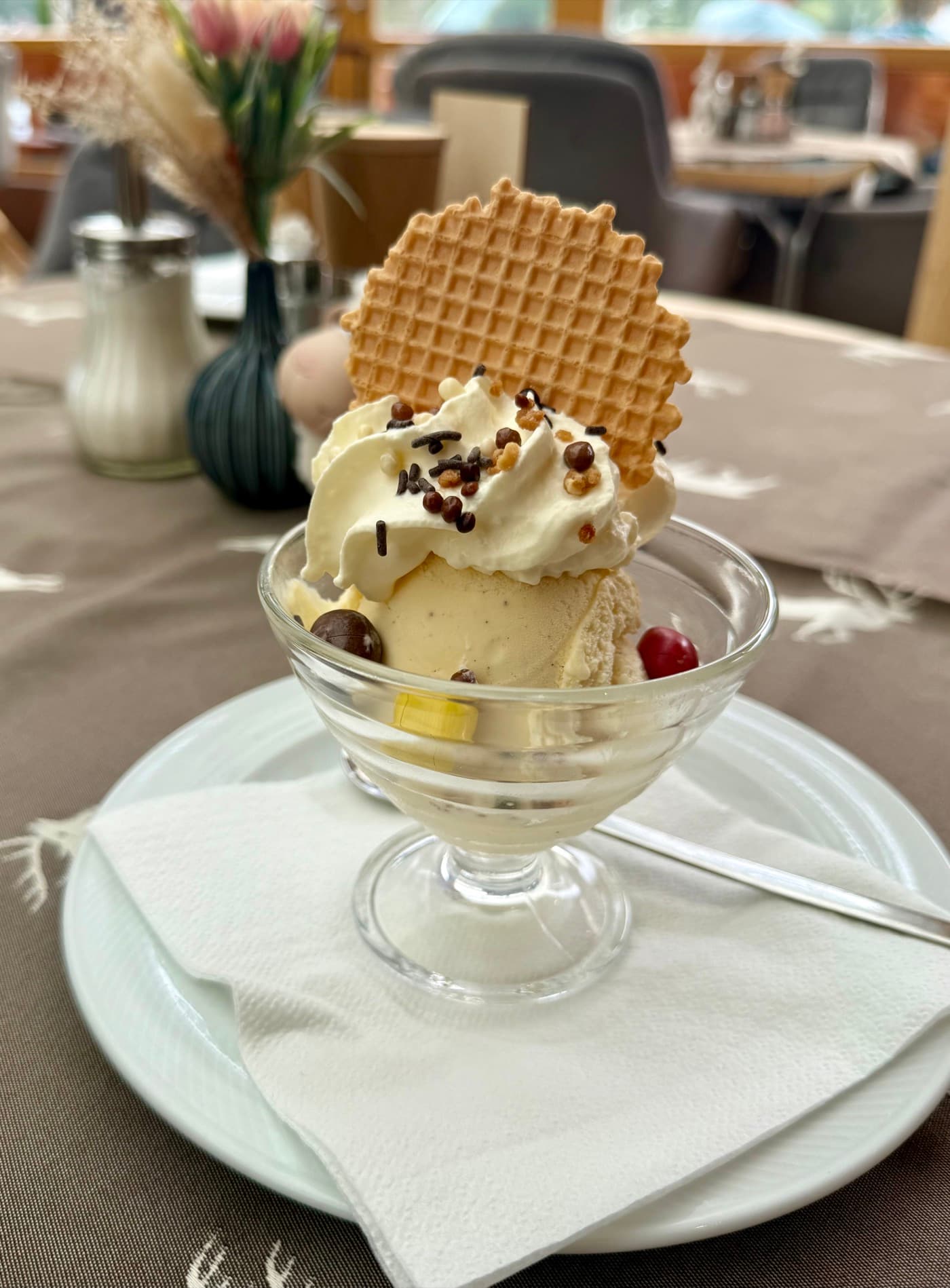 A single scoop of ice cream at Zentrum Café Restaurant