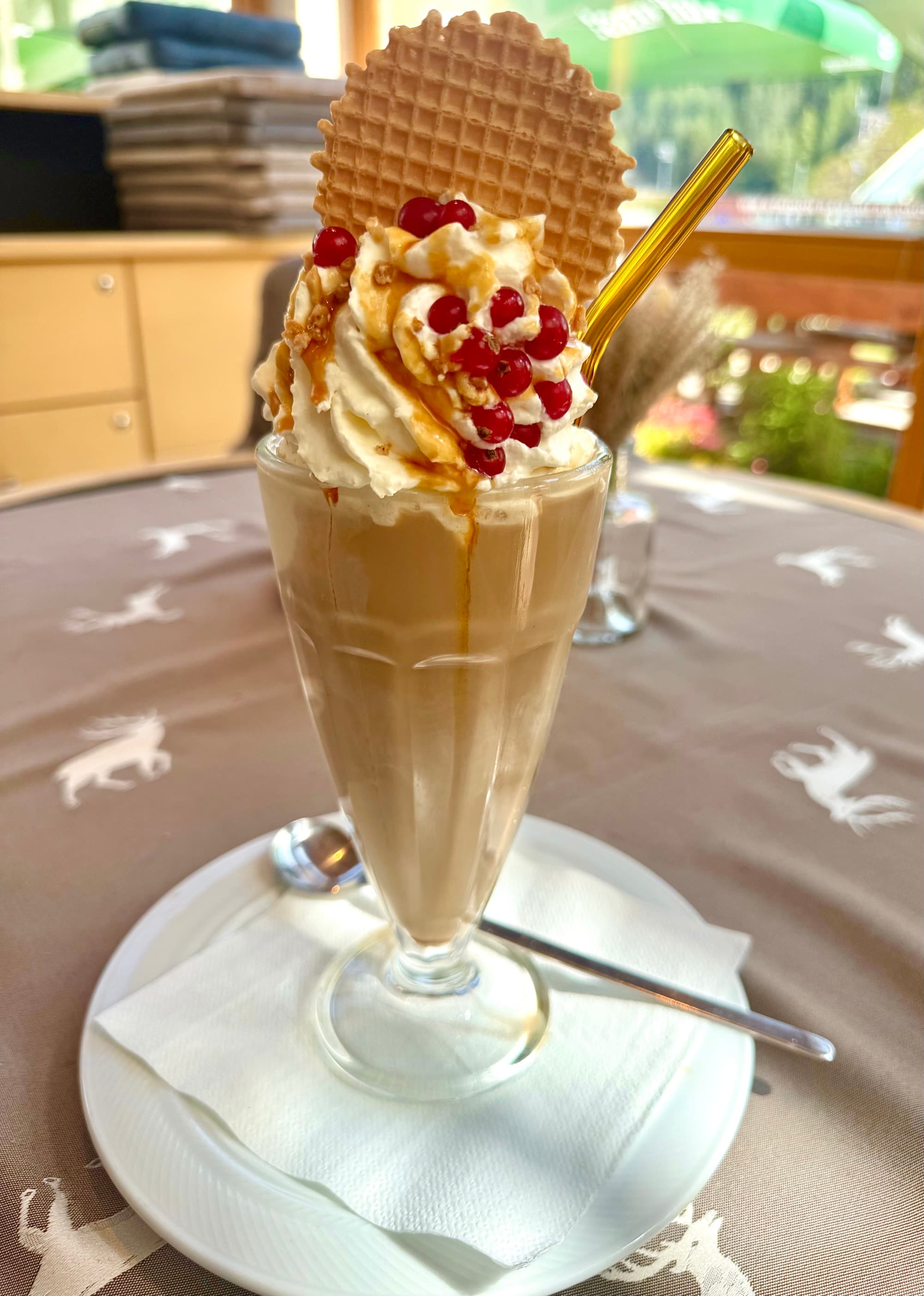 Eiskaffee with ice cream, whipped cream and chocolate sauce at Zentrum Café Restaurant