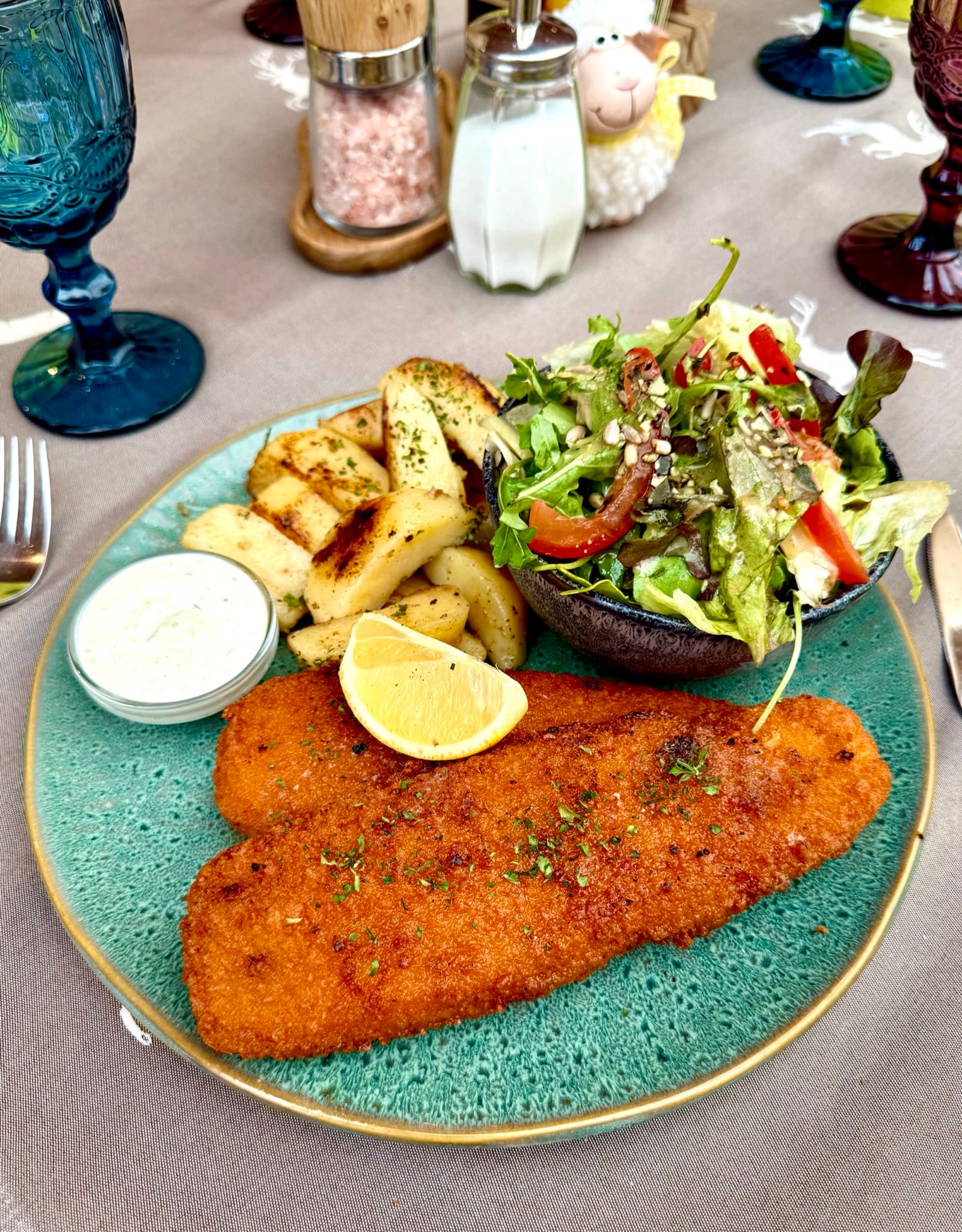 Pacific Polar Cod with potatoes, vegetables and a lemon sauce at Zentrum Café Restaurant
