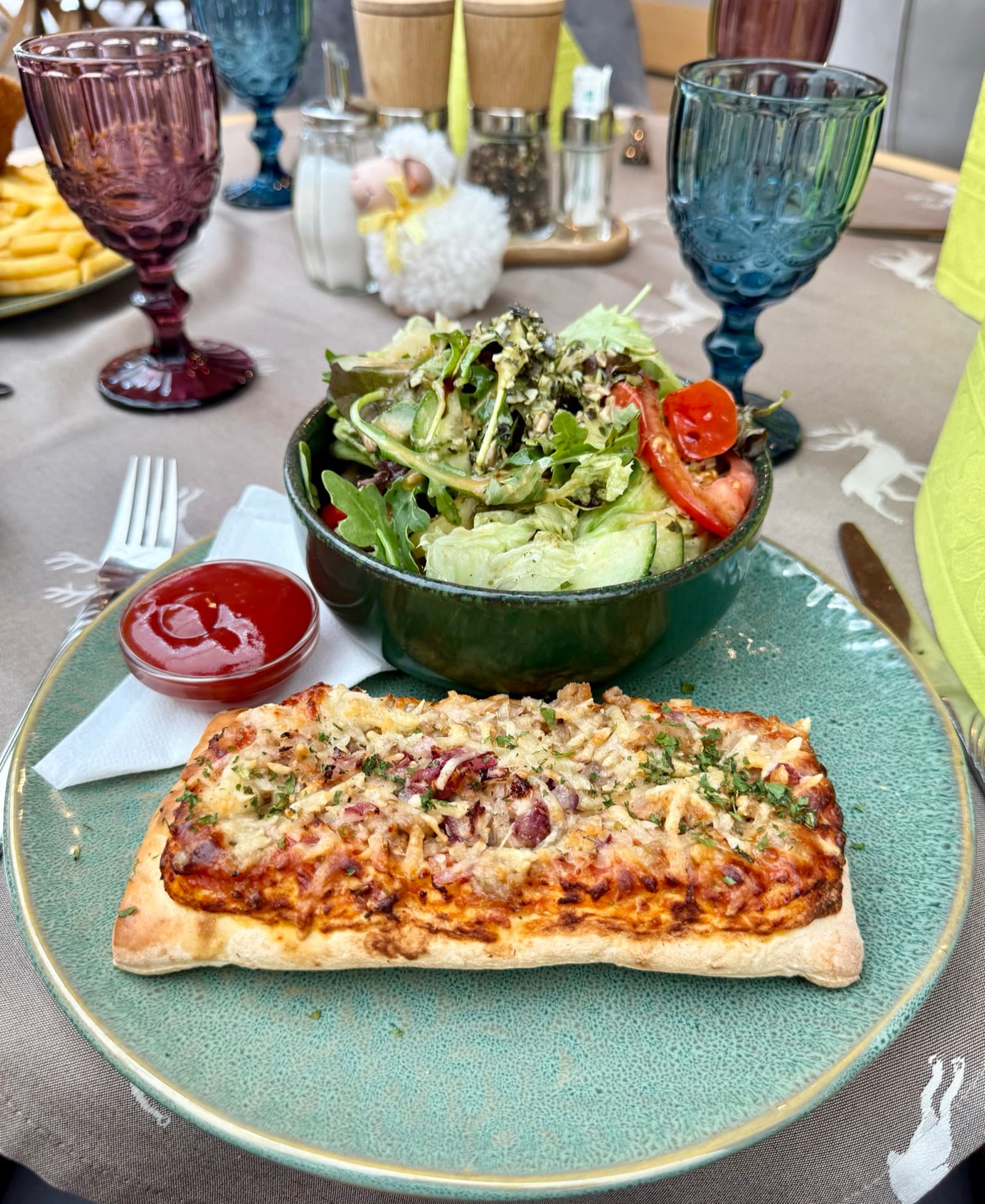 Tuna on toasted ciabatta bread served with a fresh side salad at Zentrum Café Restaurant