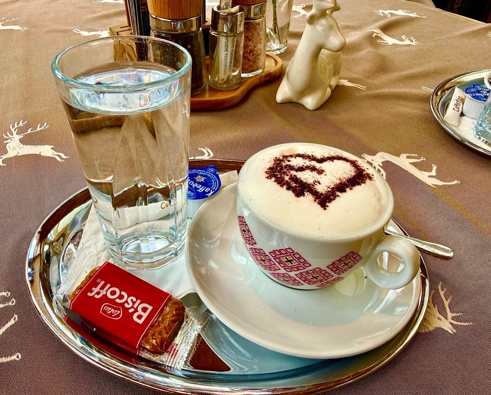 Freshly brewed cappuccino with delicate latte art (placeholder image)